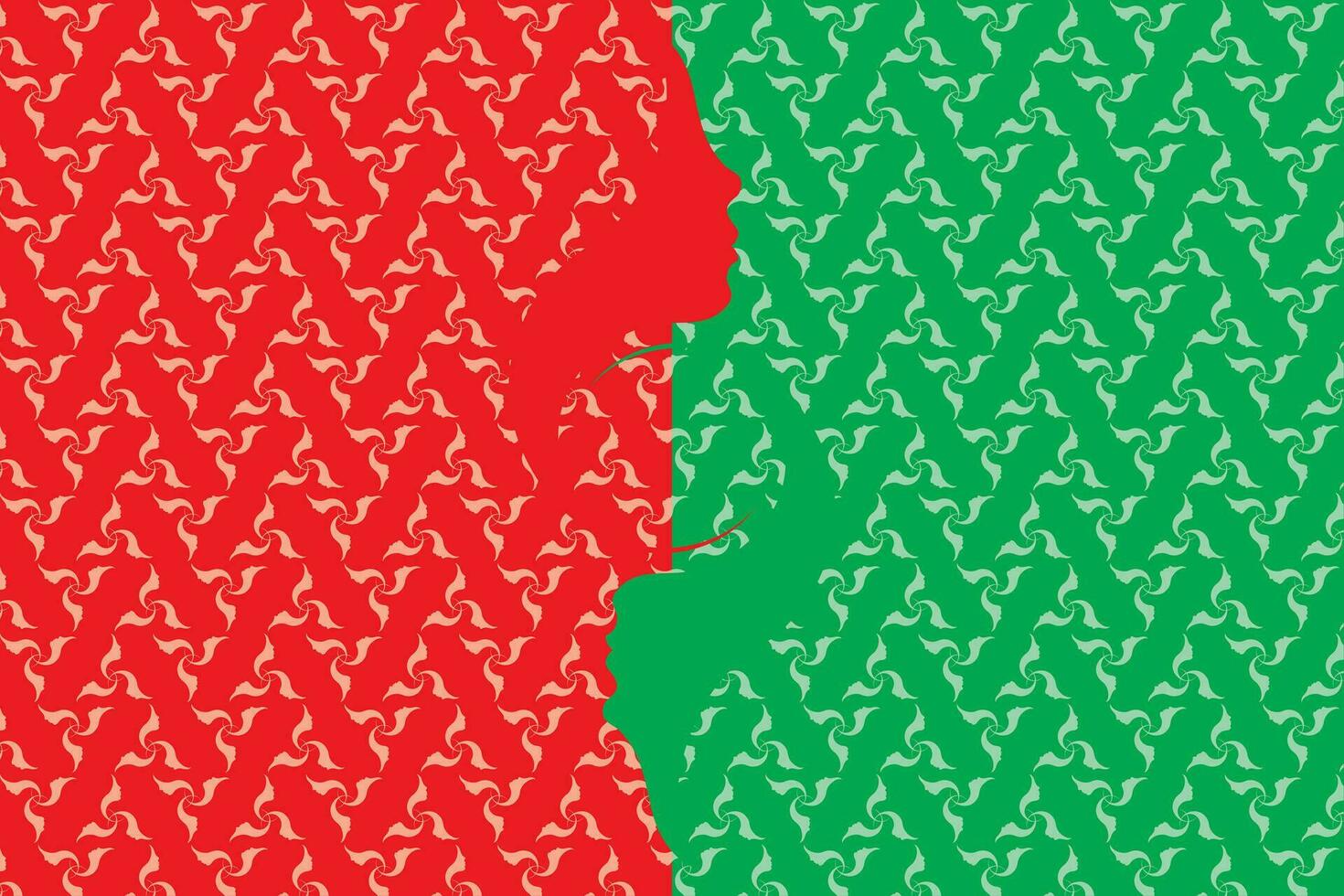 illustration, abstrait de le visage sur rouge et vert Couleur Contexte. vecteur