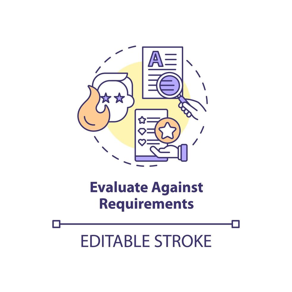 évaluer par rapport à l'icône de concept d'exigences vecteur