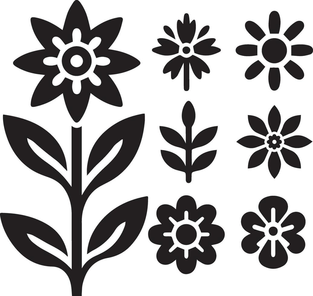 fleur icône vecteur art illustration noir Couleur 24