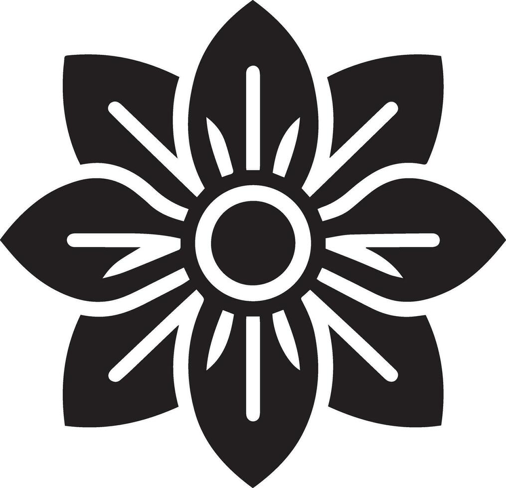 fleur icône vecteur art illustration, noir Couleur isolé blanc Contexte 5