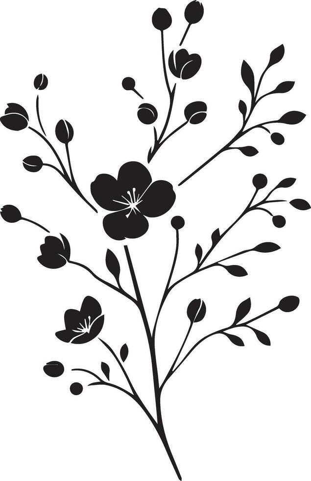 minimal épanouissement floral branche silhouette vecteur illustration, blanc Contexte 22