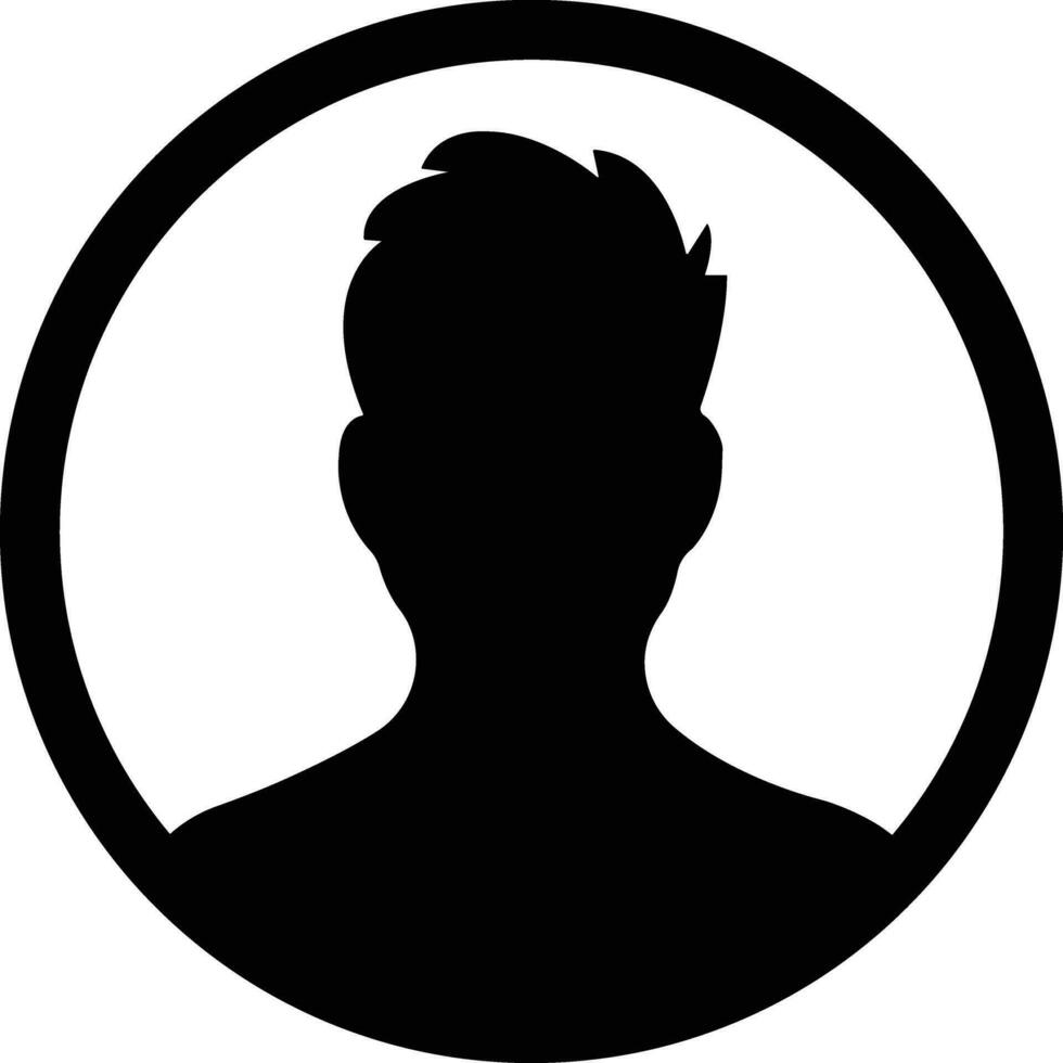 utilisateur profil, la personne icône dans plat isolé dans adapté pour social médias homme profils, économiseurs d'écran représentant Masculin visage silhouettes vecteur pour applications site Internet