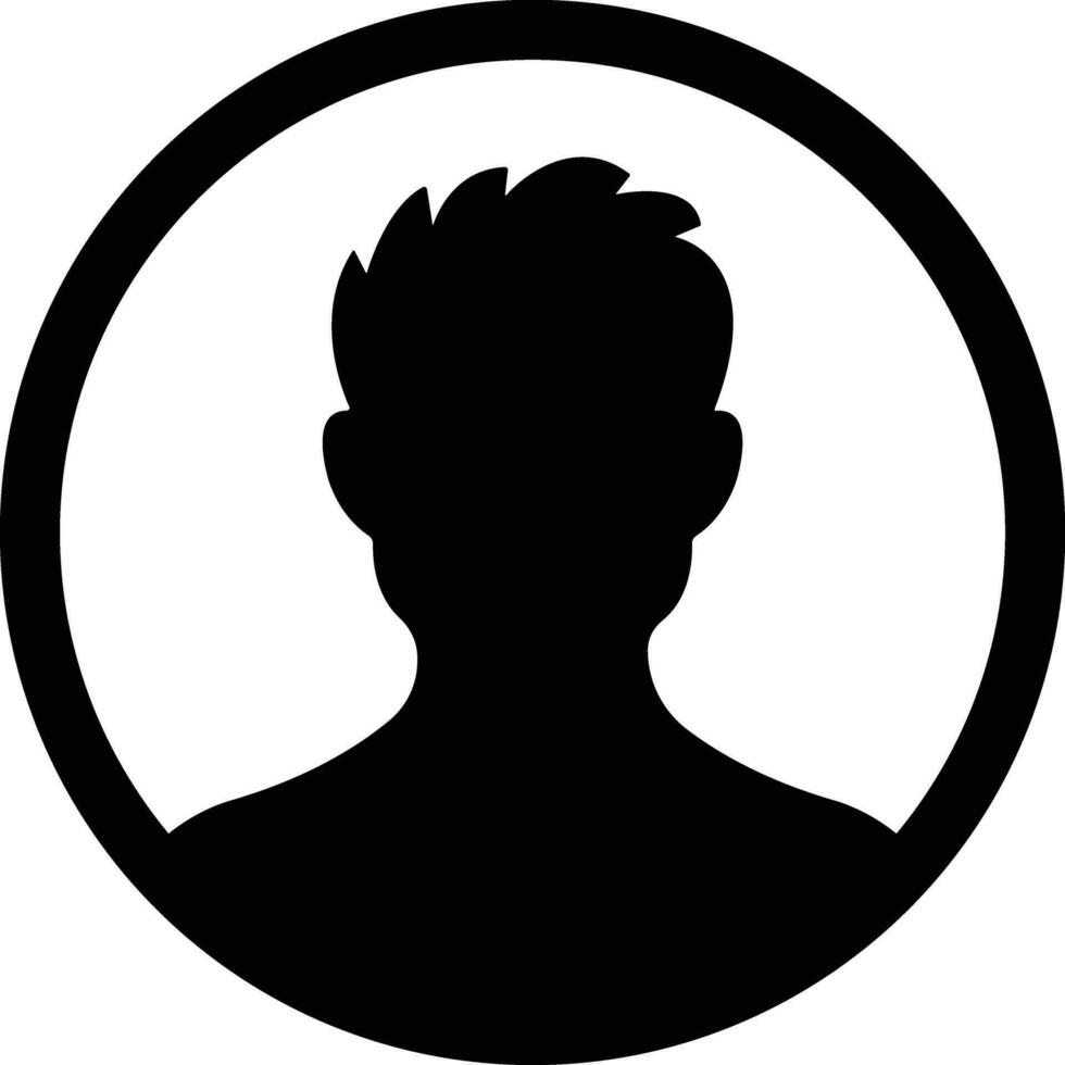 utilisateur profil, la personne icône dans plat isolé dans adapté pour social médias homme profils, économiseurs d'écran représentant Masculin visage silhouettes vecteur pour applications site Internet