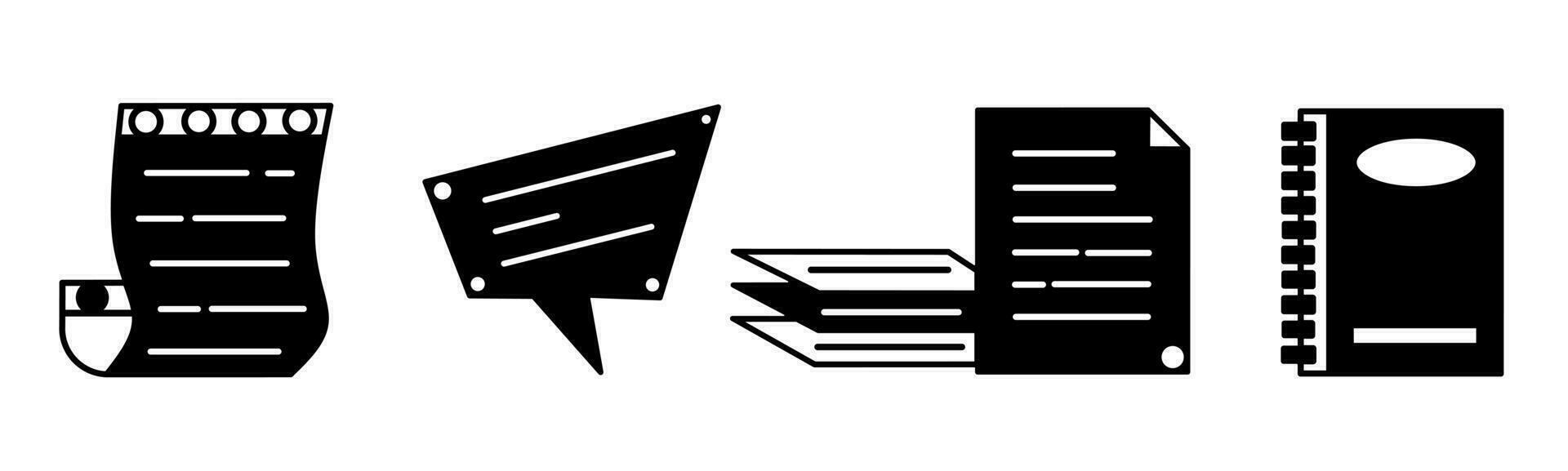 texte, document icône vecteur noir et blanc illustration conception pour entreprise. Stock vecteur.