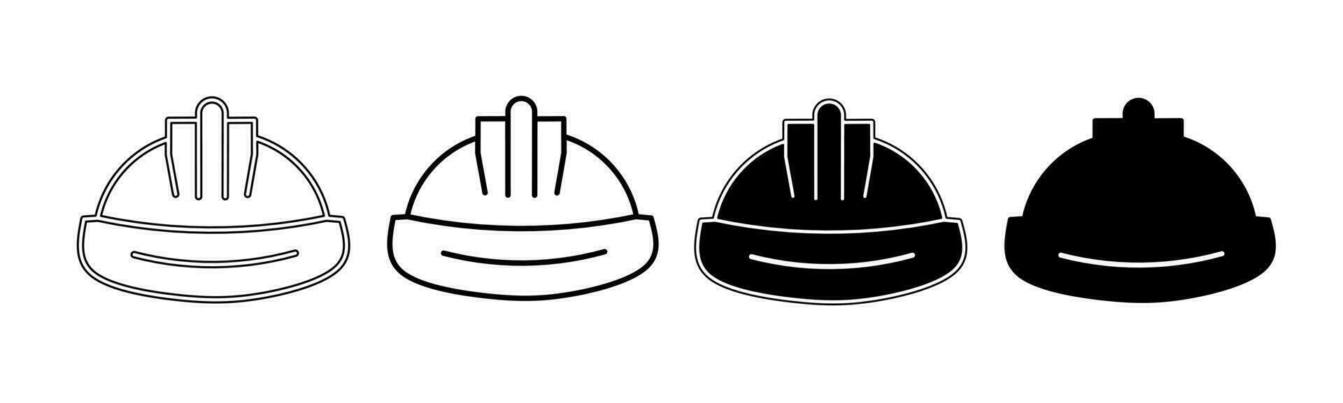 noir et blanc illustration de une casque. casque icône collection avec doubler. Stock vecteur illustration.