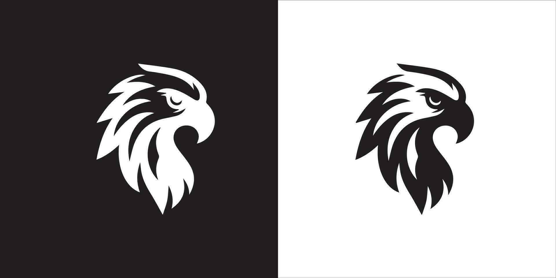 aigle, faucon ou faucon mascotte logo conception, oiseau tête badge emblème vecteur icône