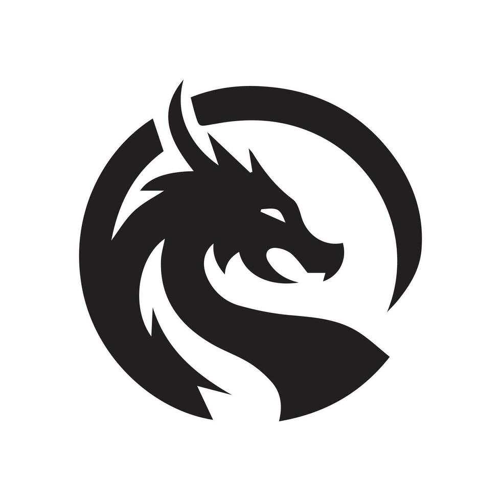 dragon tête silhouette logo conception. ailé dragon vecteur icône dans noir et blanc Couleur