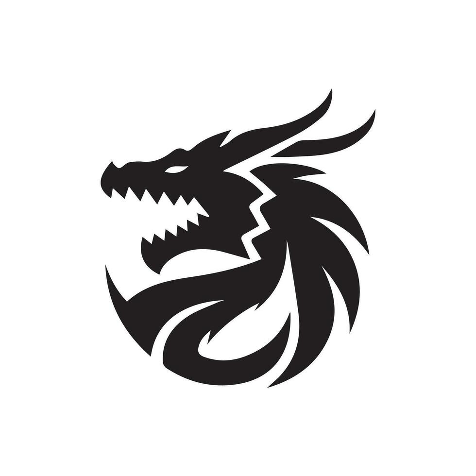 dragon tête silhouette logo conception. ailé dragon vecteur icône dans noir et blanc Couleur