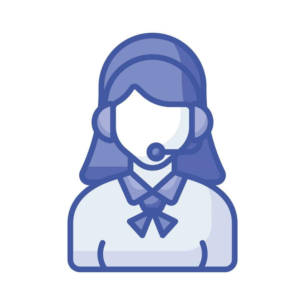 avatar féminin portant des écouteurs avec micro présentant l'icône du centre d'appels vecteur