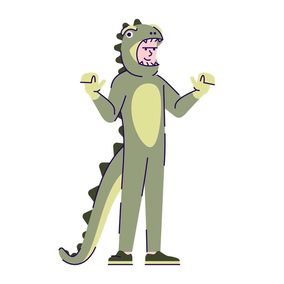 homme habillé en costume de dinosaure illustration vectorielle plane vecteur