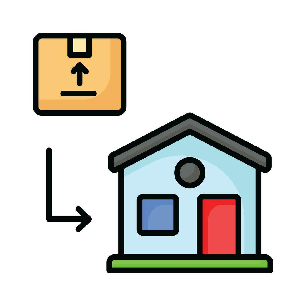parcelle avec Accueil bâtiment concept icône de Accueil livraison, isolé sur blanc Contexte vecteur