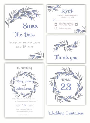 Invitation de mariage, faites gagner la date, carte de RSVP, carte de remerciement vecteur