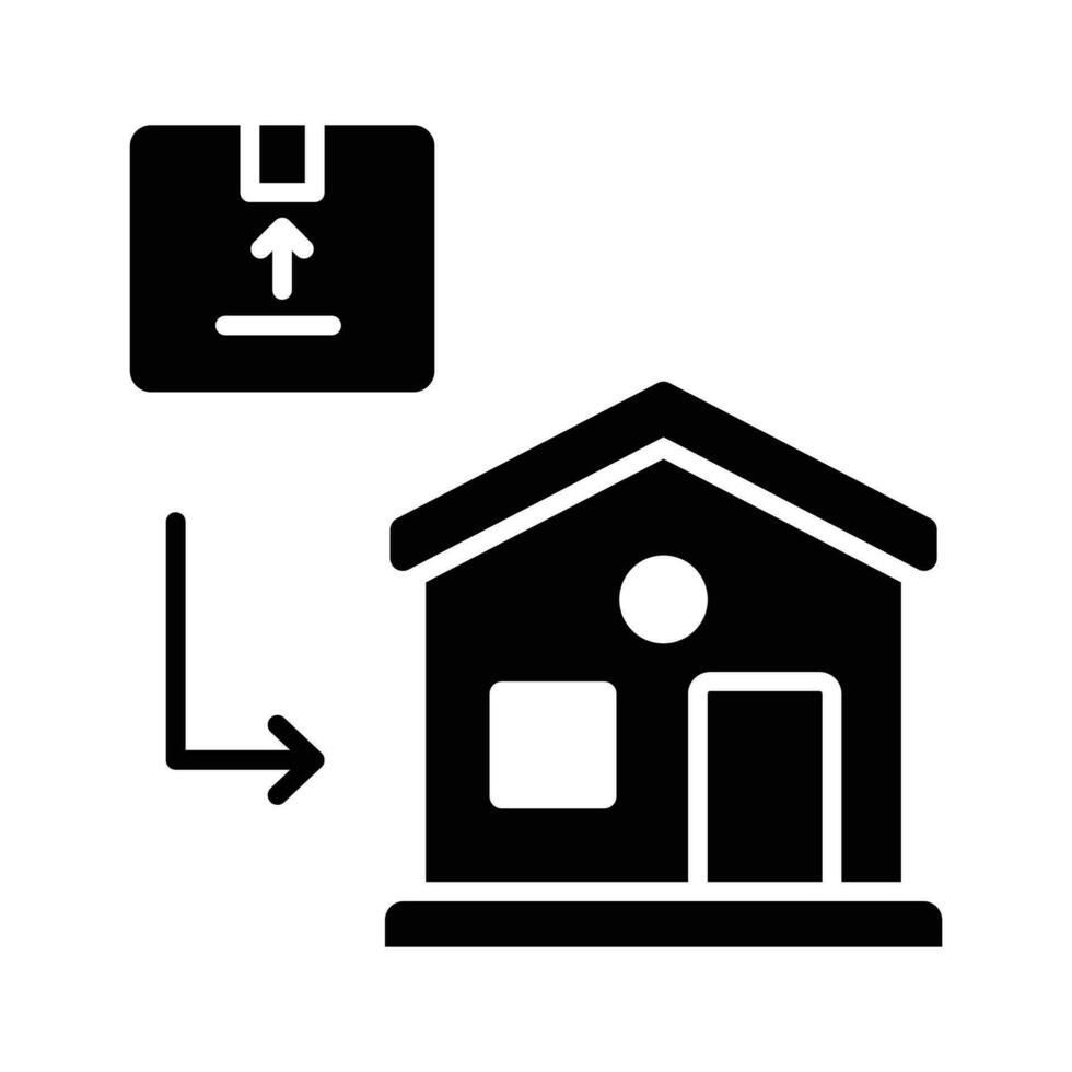 parcelle avec Accueil bâtiment concept icône de Accueil livraison, isolé sur blanc Contexte vecteur