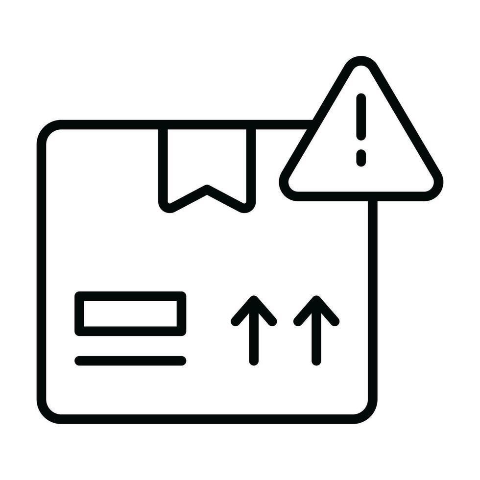 exclamation marque avec parcelle paquet symbolisant concept icône de parcelle avertissement vecteur