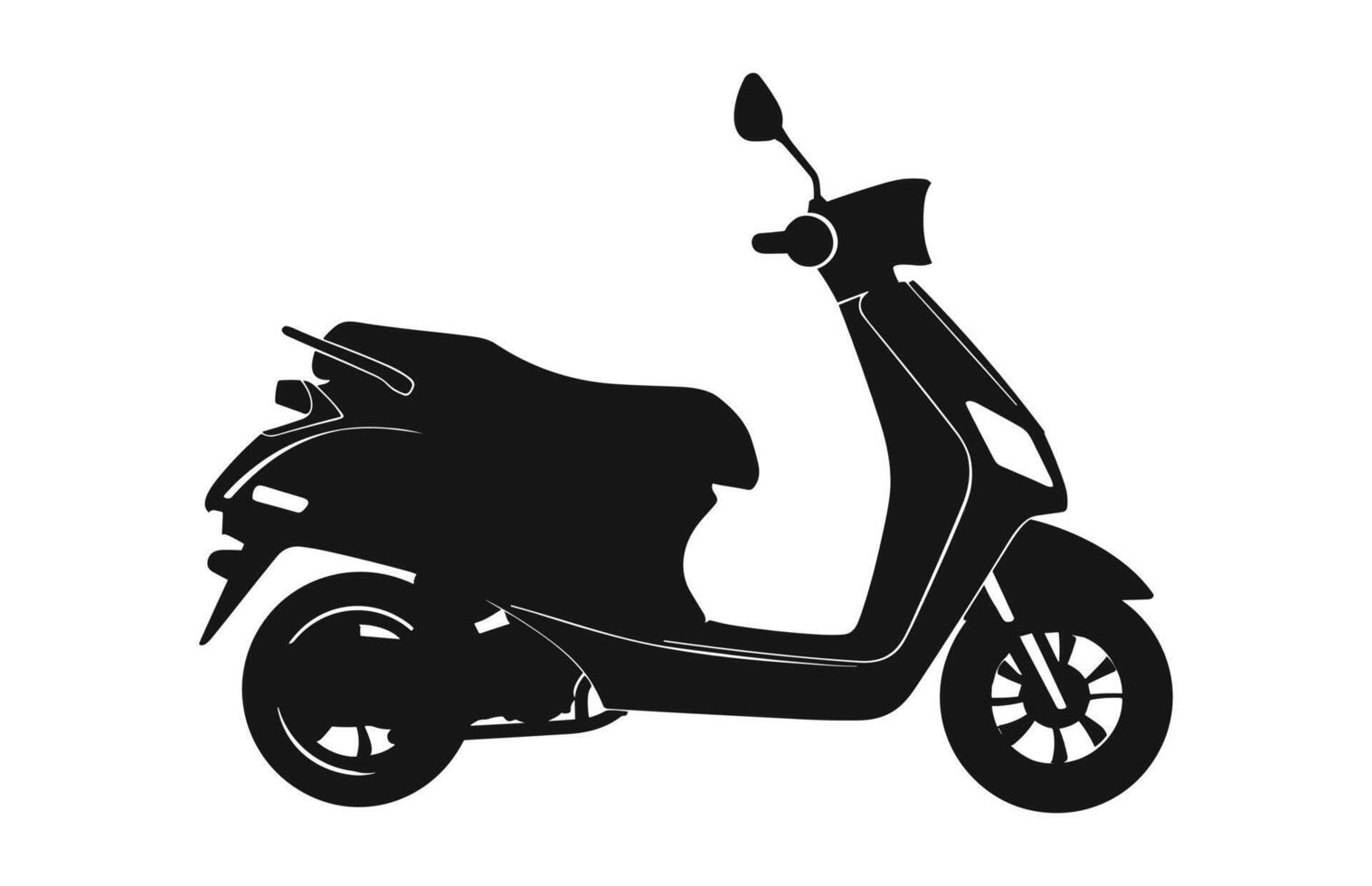 une moto scooter vecteur noir silhouette isolé sur une blanc Contexte