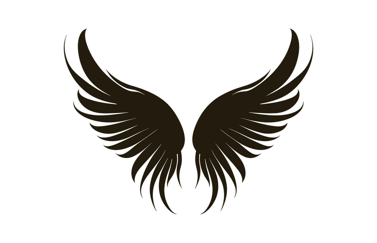une ailes silhouette noir vecteur isolé sur une blanc Contexte