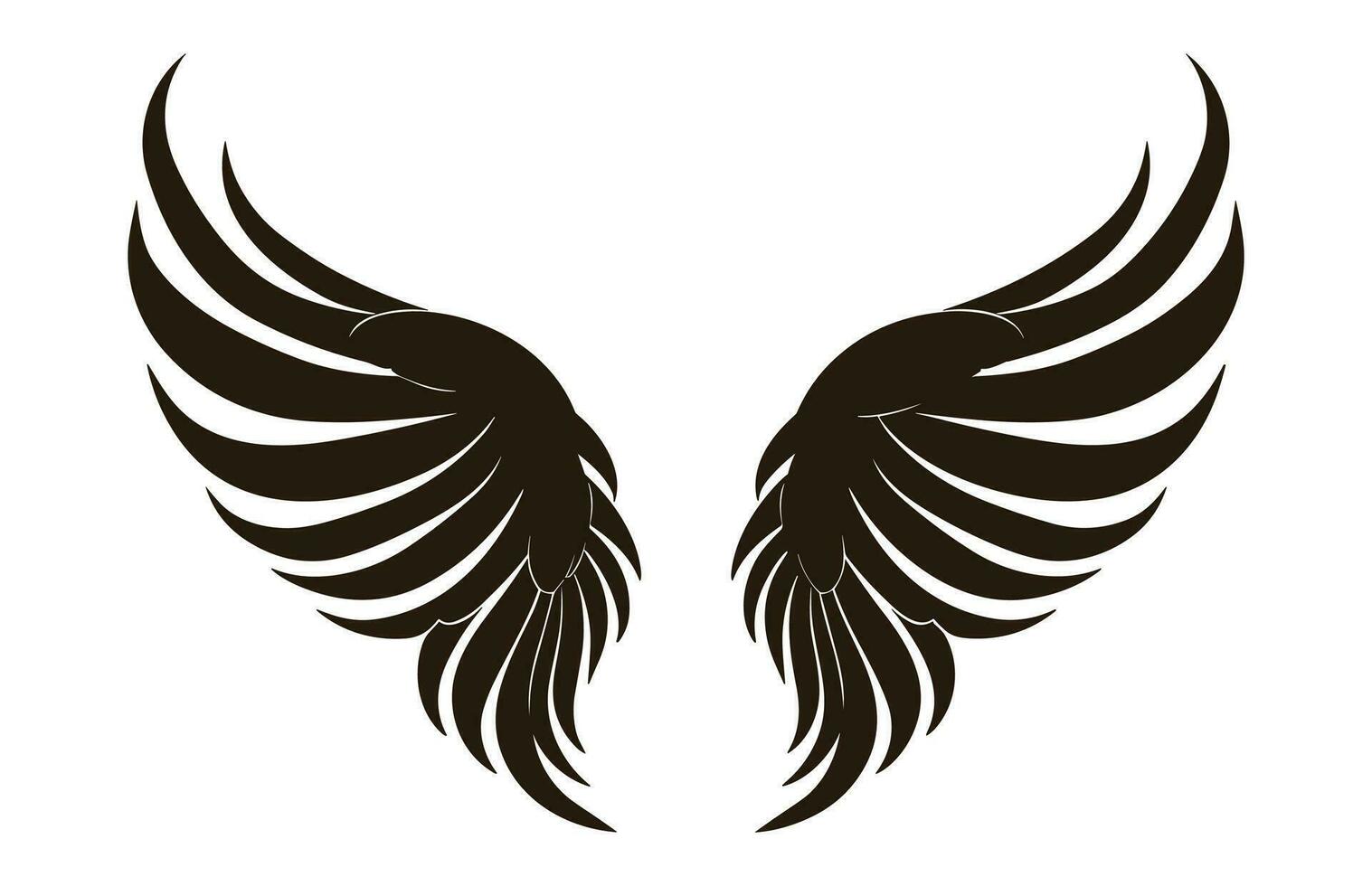 une ailes silhouette noir vecteur isolé sur une blanc Contexte