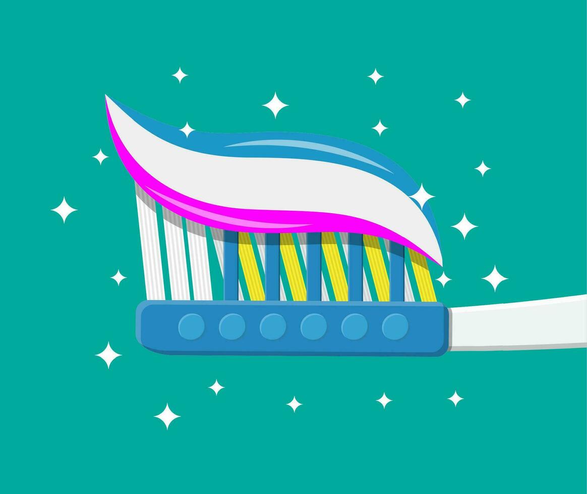 brosse à dents, dentifrice. brossage dents. dentaire équipement. hygiène et soins bucco-dentaires. vecteur illustration dans plat style