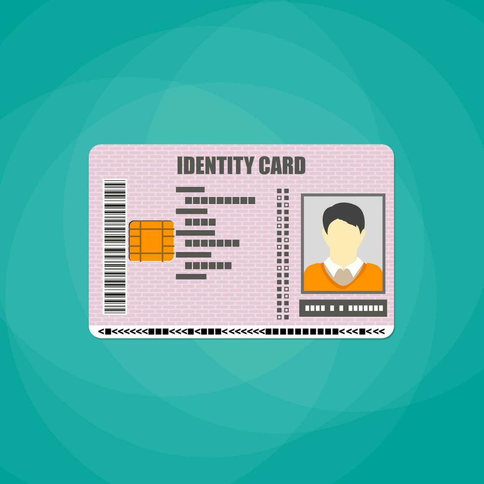 id carte. identité carte, nationale id carte, id carte avec électronique ébrécher. vecteur illustration dans plat conception sur blanc Contexte