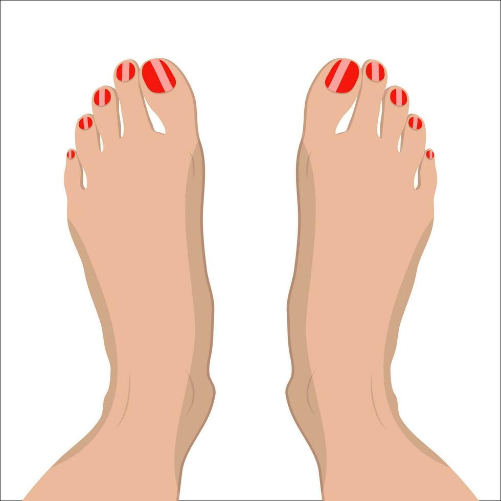 femelle pieds avec rouge pédicure. vecteur illustration dans plat style om blanc