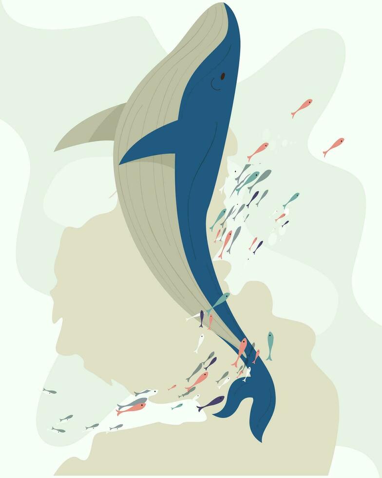 baleines planer vers le haut dans le mer, baleines nager avec leur veaux. coloré baleine veaux vecteur