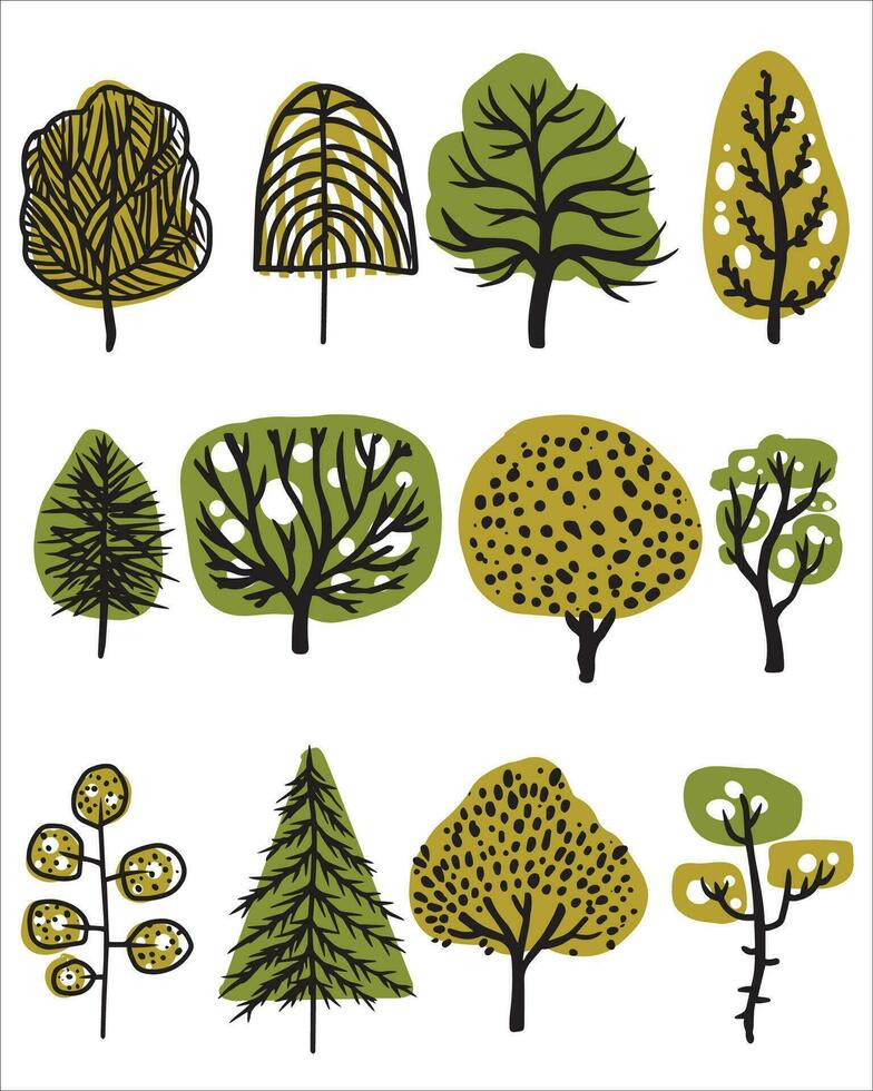 isolé dessin animé arbre ou vert feuille icône. vecteur Stock illustration. eps dix