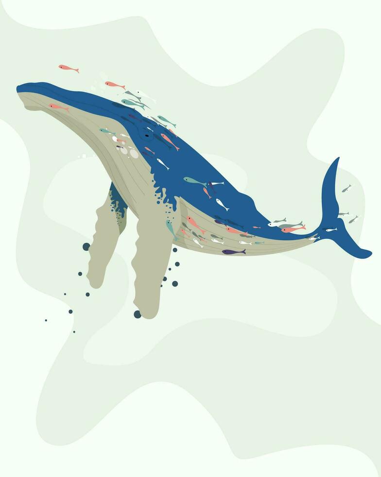 illustration de une baleine avec une l'eau place Contexte. aquarelle vecteur bannière pour fond d'écran conception, textile, imprimer, invitation.