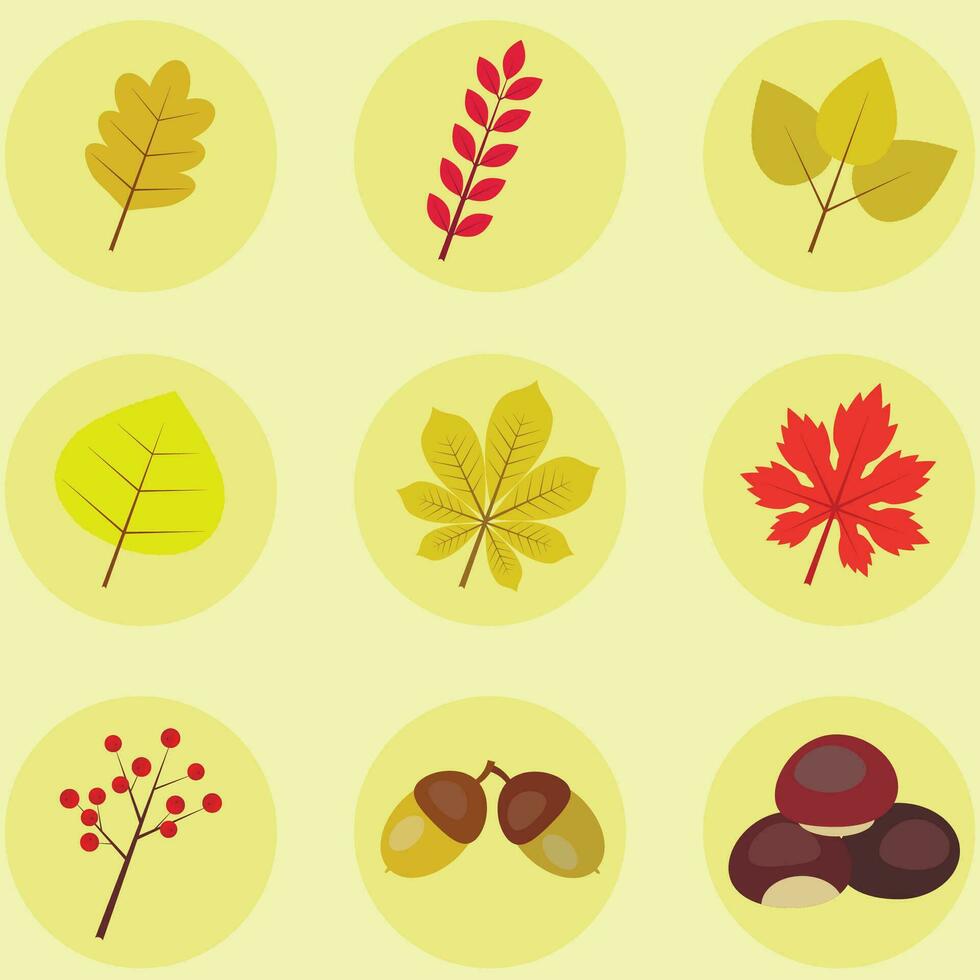 l'automne feuilles les plantes Icônes ensemble vecteur illustration