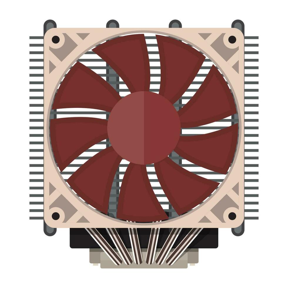 Plastique ordinateur processeur glacière avec radiateur isolé sur blanche. PC matériel. Composants pour personnel ordinateur. ventilateur icône. vecteur illustration dans plat style