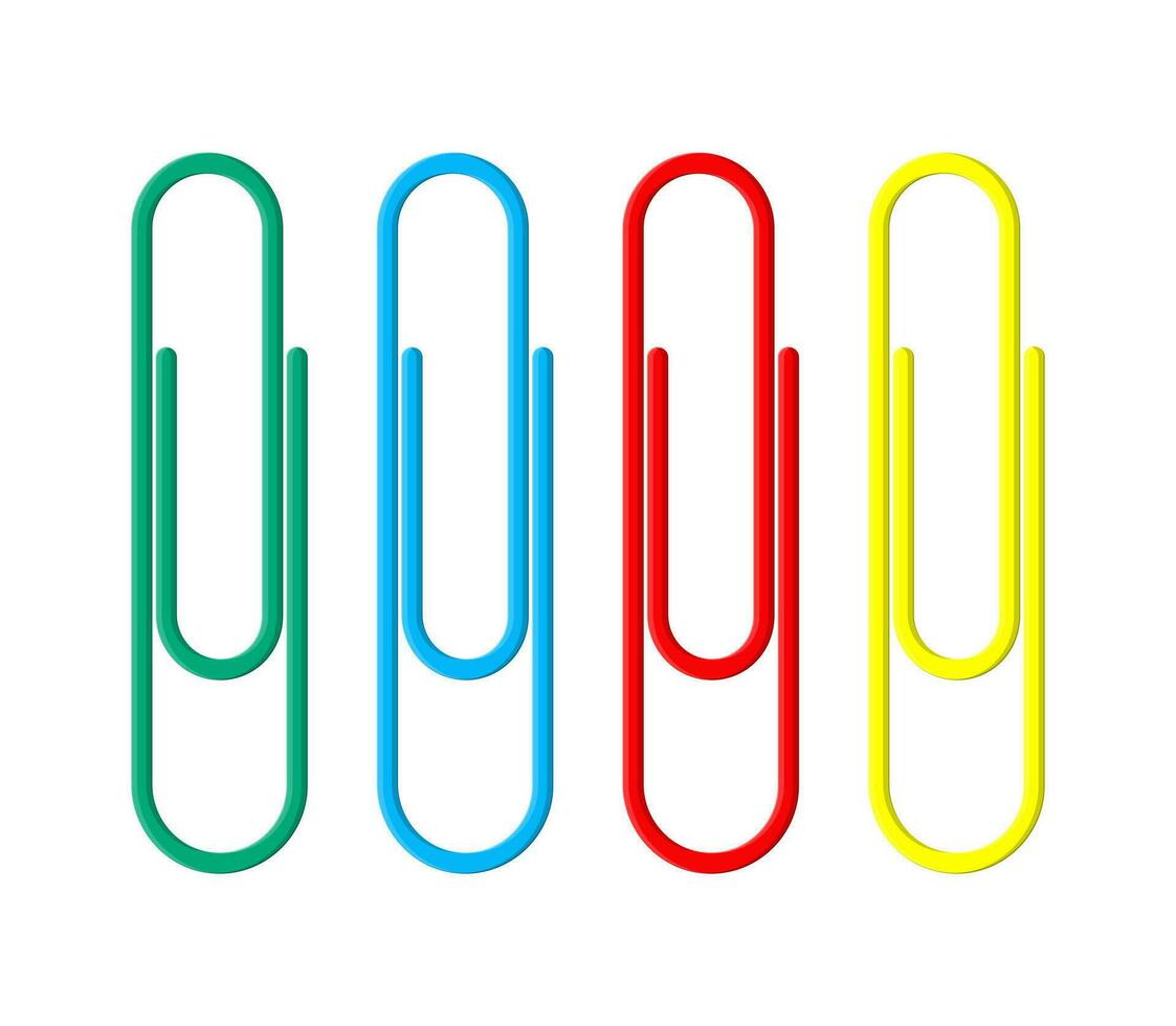 coloré papier clips. clérical pince à linge. outils pour éducation et travail. papeterie et Bureau fournir. vecteur illustration dans plat style