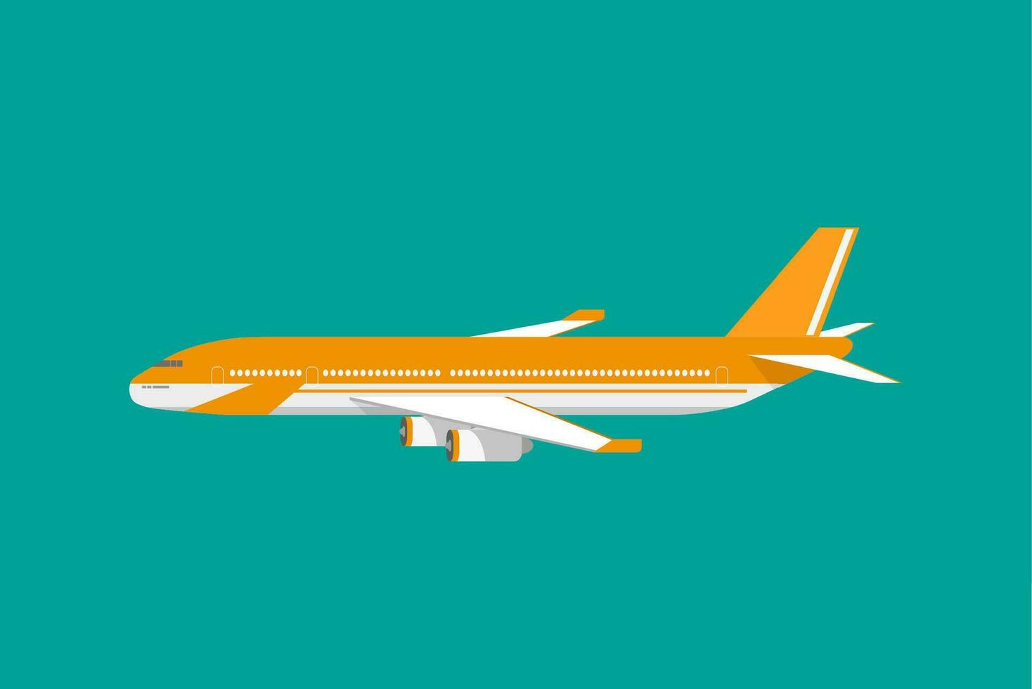 Orange civil aviation air avion. Voyage passagers. vecteur illustartion isolé sur vert Contexte