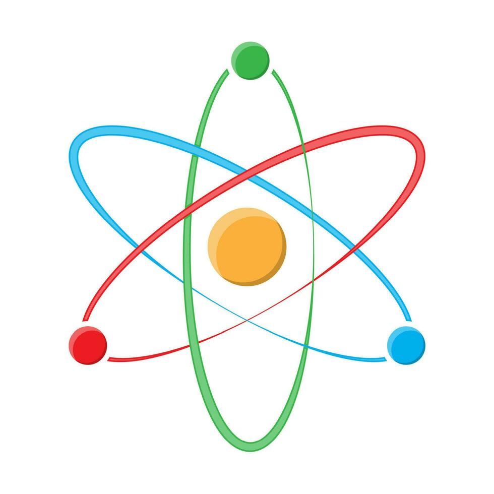 atome symbole sur une blanc Contexte. la biologie science éducation médical. vecteur illustration dans plat style