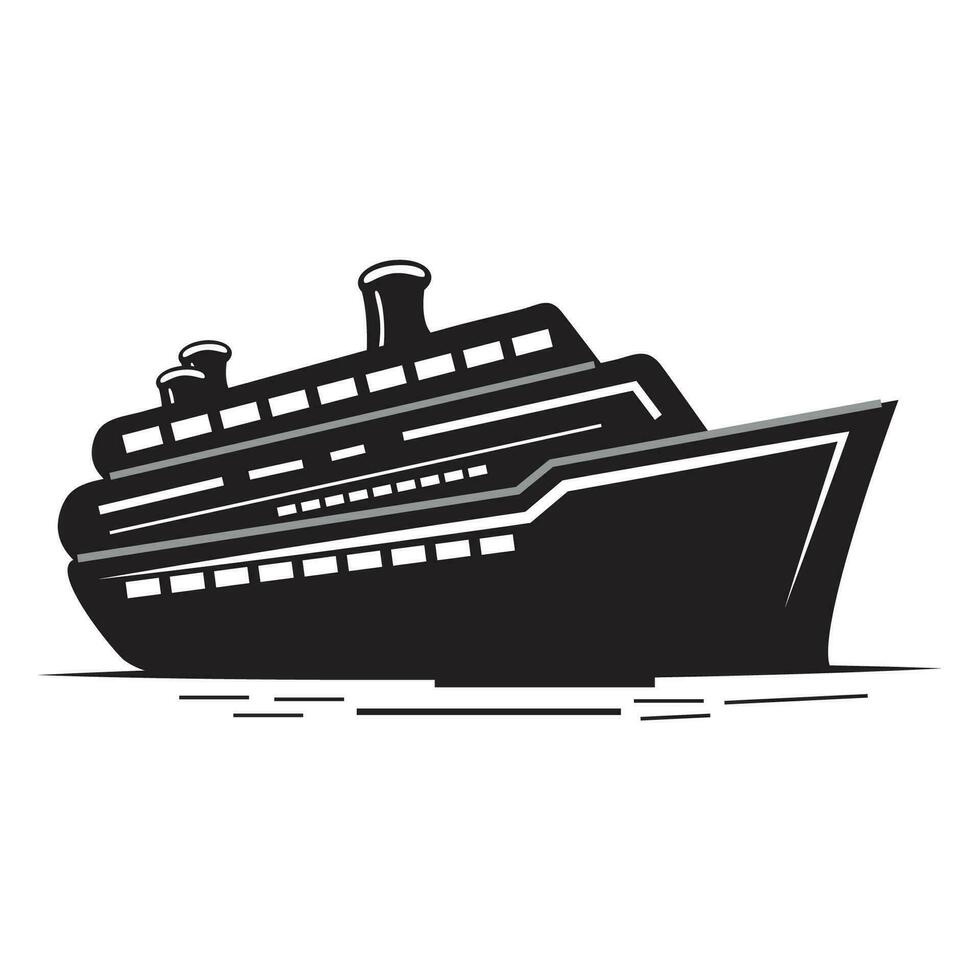 croisière navire noir et blanc prime vecteur illustrateur