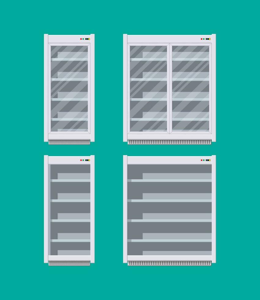moderne commercial frigo ou réfrigérateur pour boutique, pub, bar et Commerce organisations. vecteur illustration dans plat style