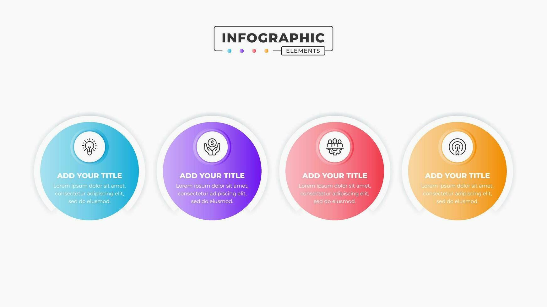 cercle infographie affaires éléments avec 4 pas ou les options vecteur