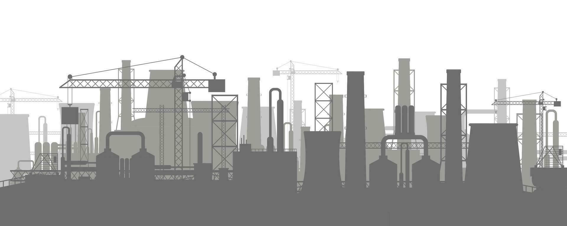 panoramique industriel silhouette paysage. vecteur