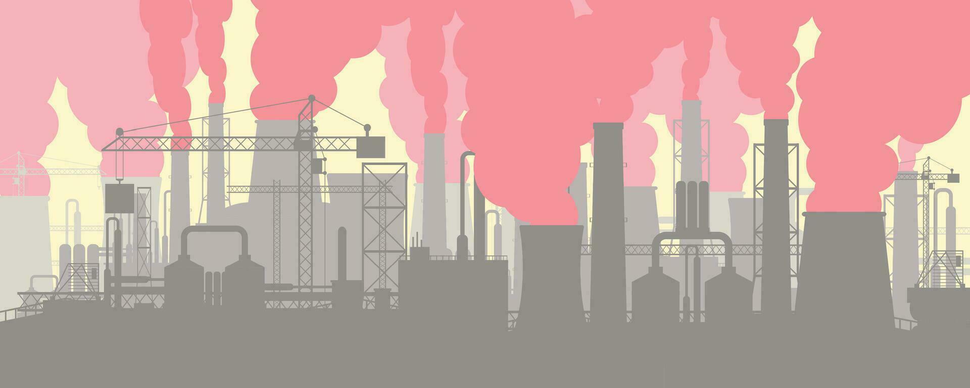 panoramique industriel silhouette paysage. vecteur