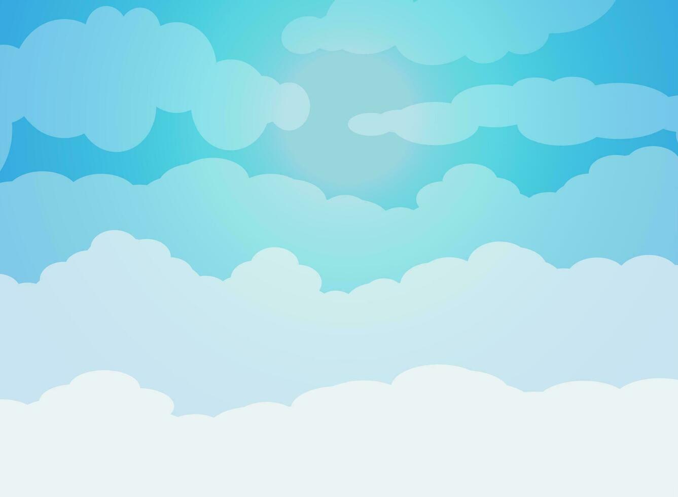 bleu ciel avec des nuages et Soleil. vecteur illustration dans plat conception