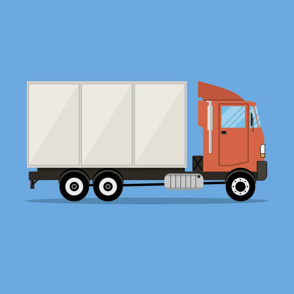 petit moderne cargaison un camion pour transport. vecteur illustration dans plat style sur bleu Contexte
