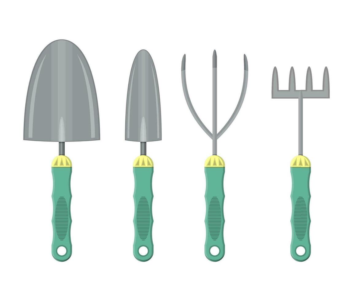 scoop et main râteau avec Plastique poignées. jardinage outils. vecteur illustration plat style