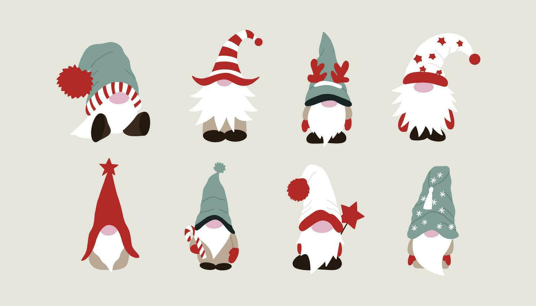 collection de Noël gnomes dans longue casquettes. gnomes avec Nouveau année articles. scandinave décoration. main tiré vecteur conception pour vacances décoration, salutation cartes, cadeau Mots clés