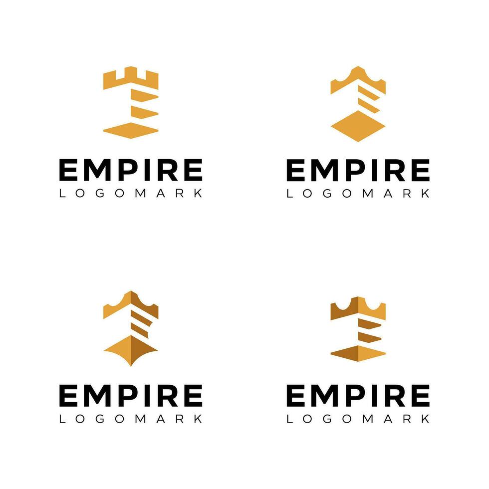 lettre e Empire Château ancien logo icône ensemble isolé sur blanc Contexte vecteur