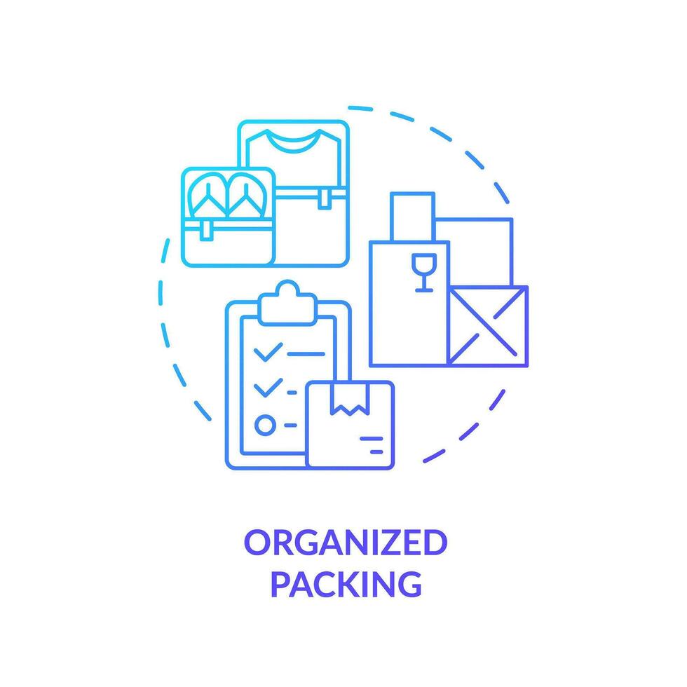 2d organiser emballage pente icône représentant en mouvement service, Facile isolé vecteur, mince ligne illustration. vecteur