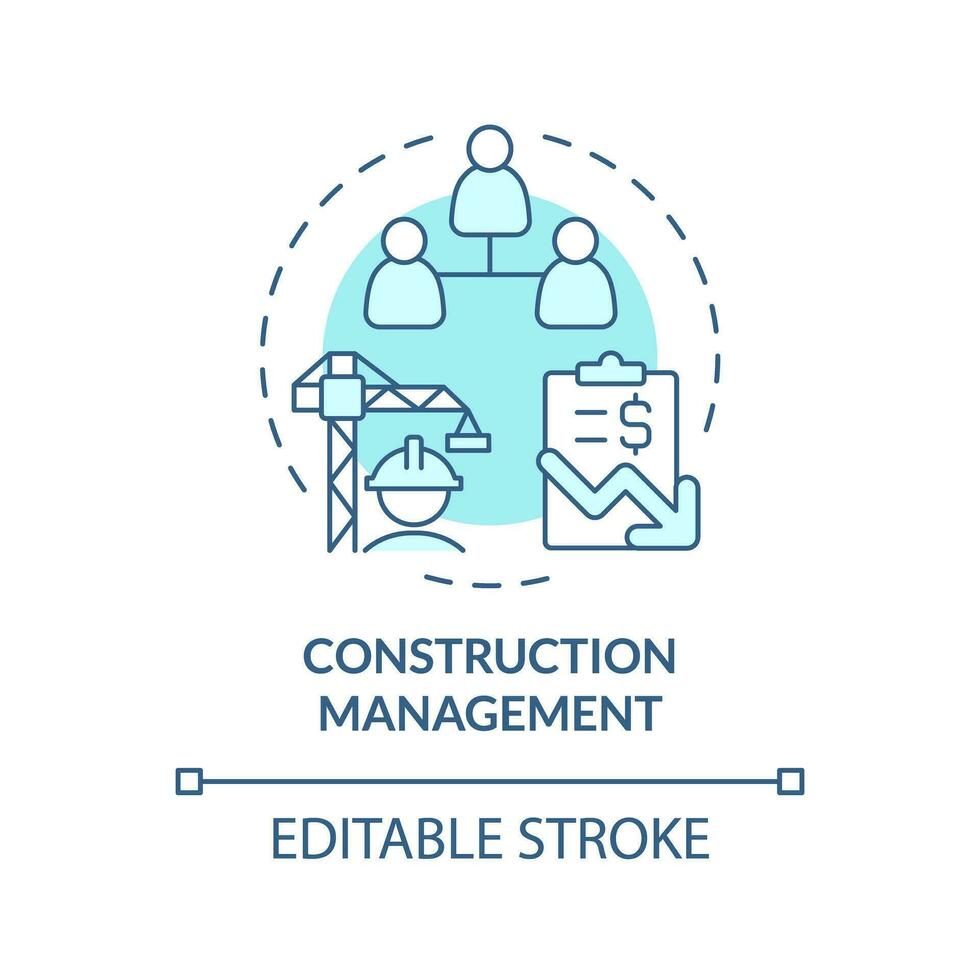 2d modifiable bleu construction la gestion icône, monochromatique isolé vecteur, construction Coût mince ligne illustration. vecteur