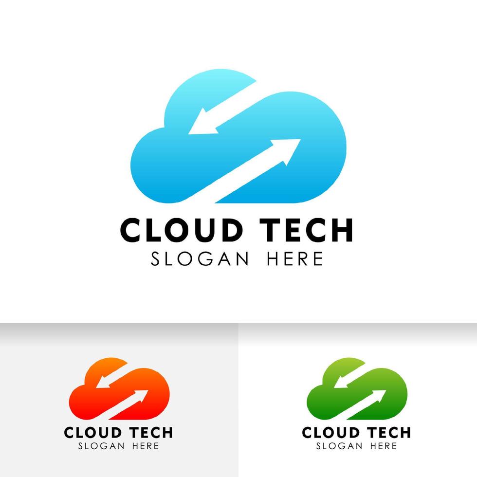 modèle de conception de logo de technologie cloud. icône de vecteur de conception de logo de nuage de synchronisation