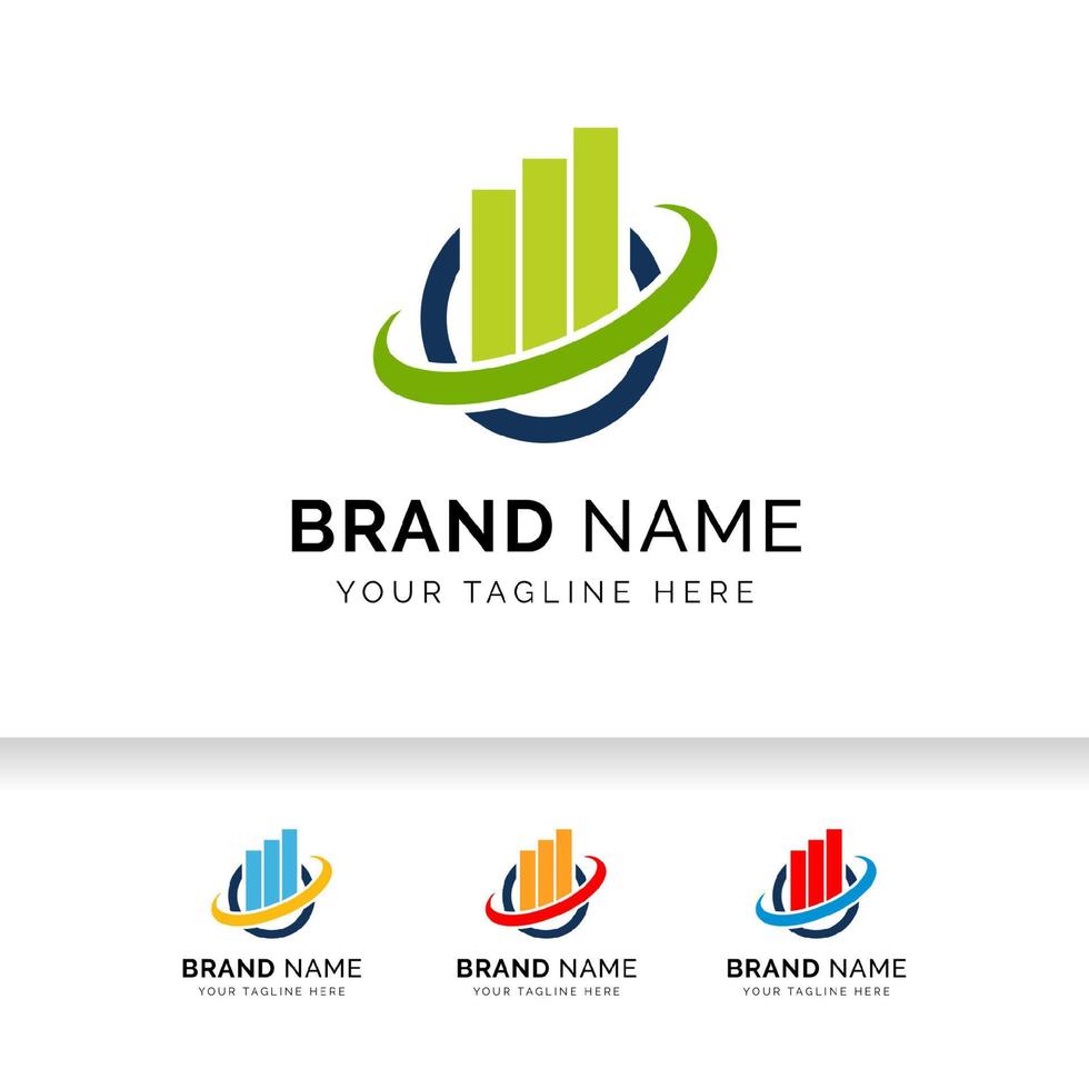 logo d'entreprise avec barres et icône de stock graphique. logo de statistiques de marché. vecteur