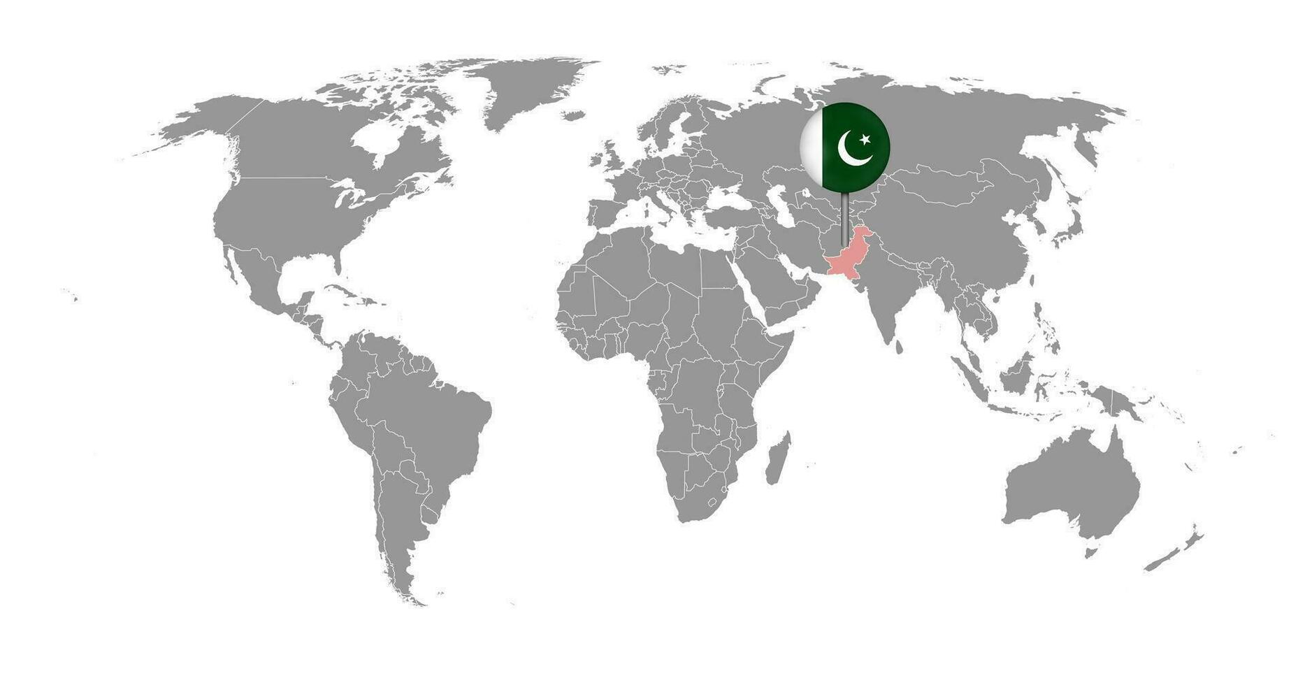 épinglez la carte avec le drapeau pakistanais sur la carte du monde. illustration vectorielle. vecteur