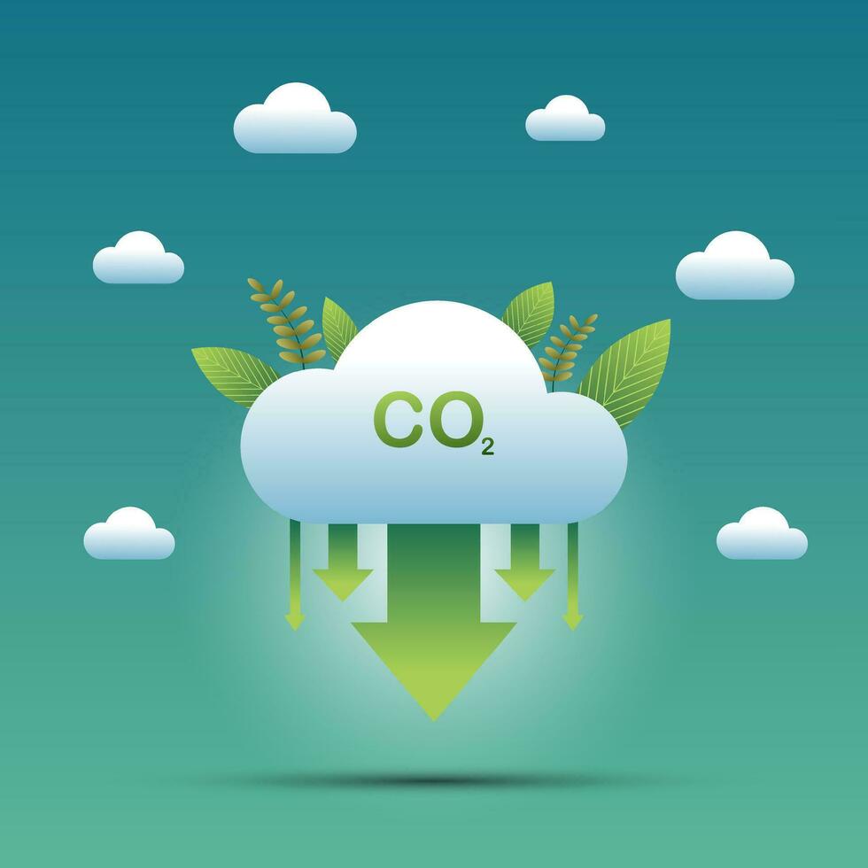 CO2 neutre. net zéro émission concept. réduction de carbone dioxyde émission. vecteur