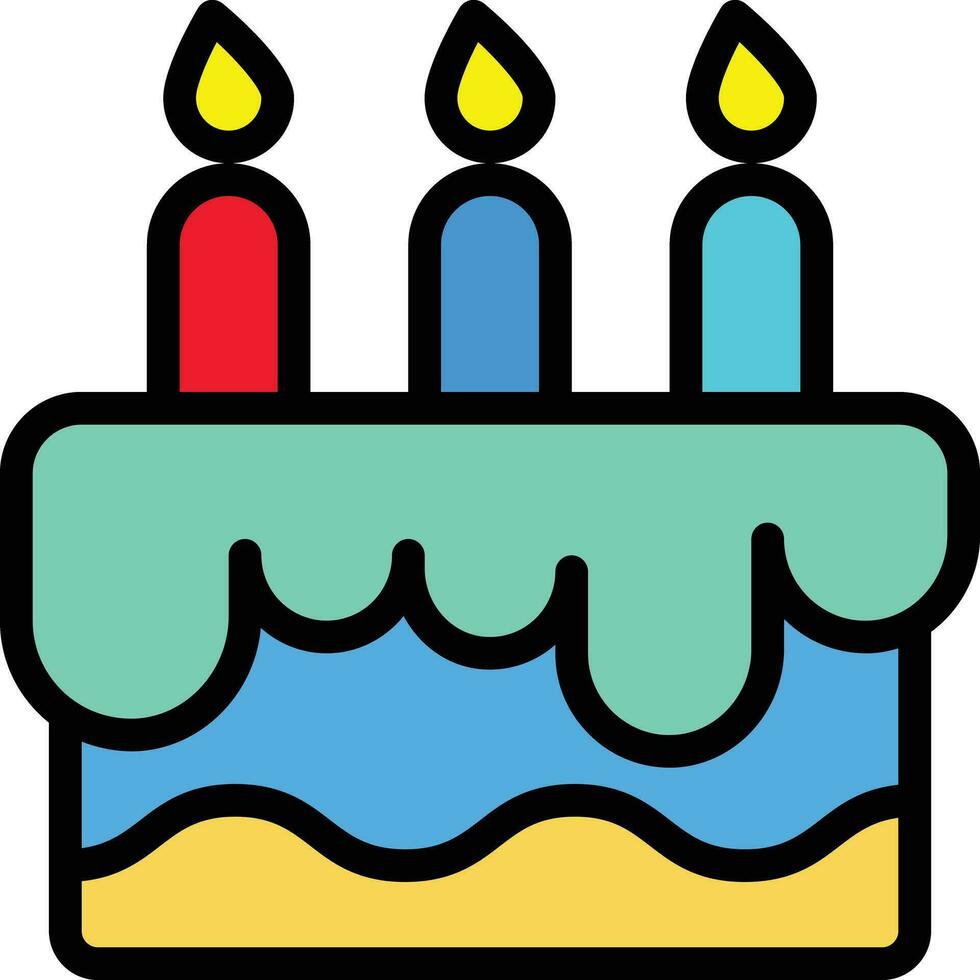 anniversaire gâteau avec bougies gâteau icône. symbole de le vacances, anniversaire. de fête gâteau avec une bougie. isolé vecteur illustration.graphique, savoureux, collection, glaçage, réaliste, bonbons, ballon, plat.