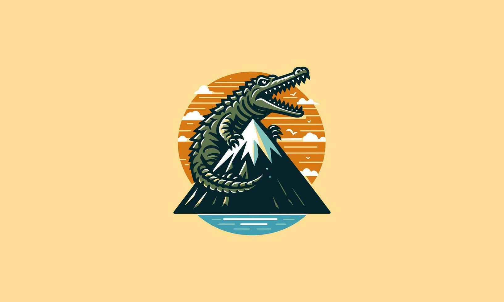 crocodile sur Montagne vecteur illustration logo conception